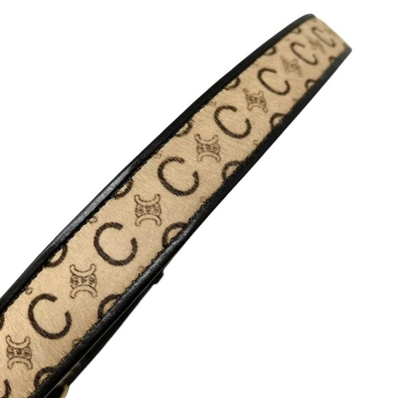 CELINE Vintage Macadam Logo Belt #32/80 Fashion Accessory Brown Gold [104586] main image 5